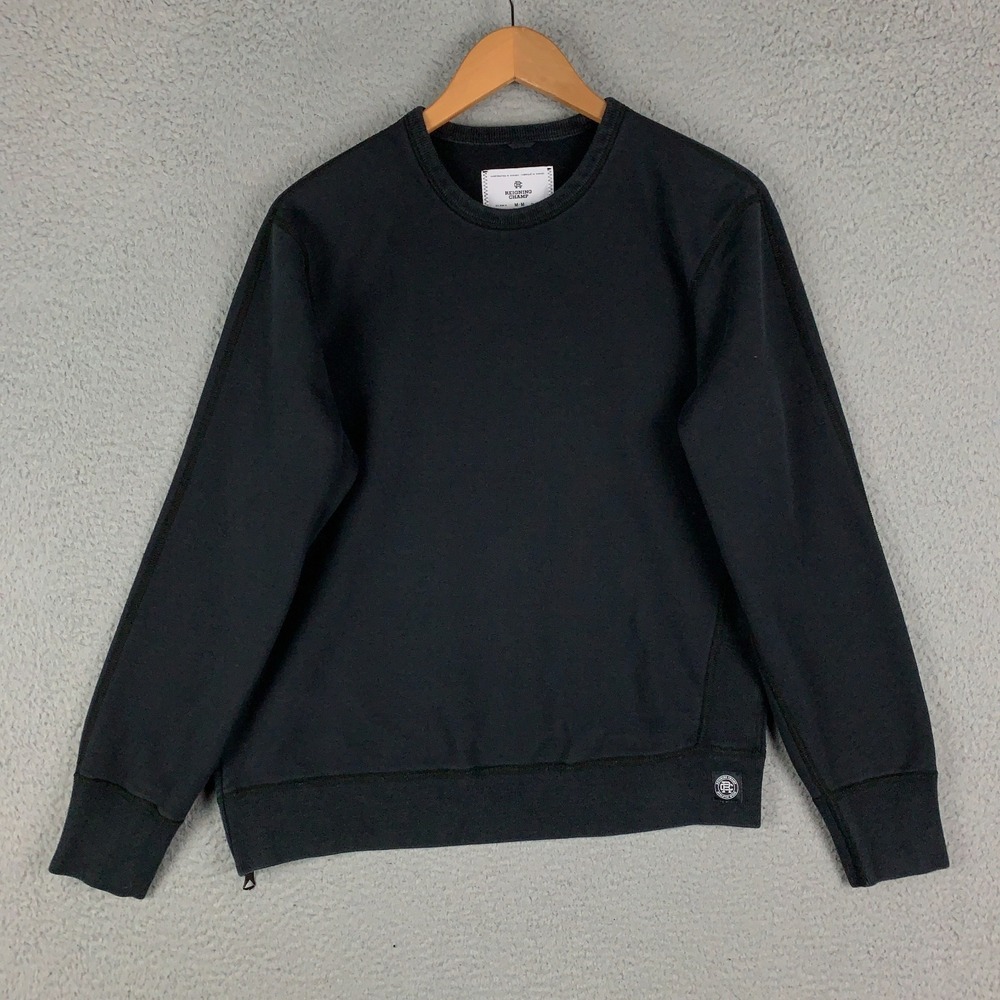 Reigning Champ Sweatshirt Men's Medium M Black Midweight Terry Crewneck Side Zip